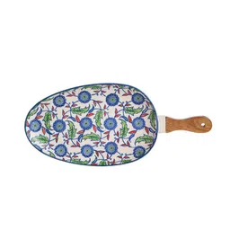 chumbak Jaipur Backyard White & Blue 15 Inch Ceramic Appetizer Platter image 2