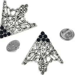 FURE Grill Triangular Collar Pins with Rhinestones (Black) Brooch image 2