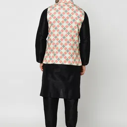 kaifoo Men Pure Silk Kurta Pyjama Ethnic Jacket Set image 2