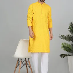 anaya azrin Men Embroidered, Embellished, Self Design Viscose Rayon Straight Kurta-picture-11