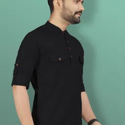 vebnor Men Solid Cotton Blend Straight Kurta image 5