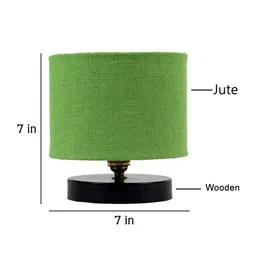 new era Classic Wooden Night Lamp with Jute Shade (Black & Green) image 3