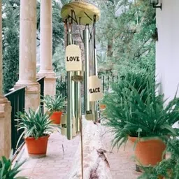 wordgizzlestore Happy Everyday Love Health Wealth Goodluck Wind Chime for Home & Office Décor Brass Windchime image 2