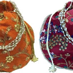 athizay Girls Orange, Gold, Maroon, Gold Potli-picture-17