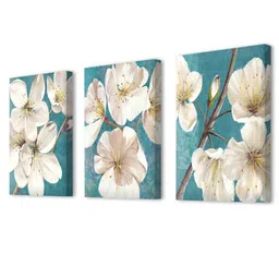 art street Blossom Apricot White & Blue Engineered Wood (Set of 3) Art Panels image 2