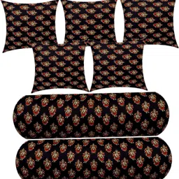 changers Microfibre Cushion Pack of 7 Floral Combo Set of 2 Bolster And 5-picture-31