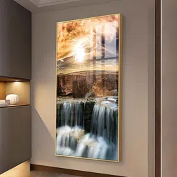 the next decor Dusk Over the Falls Glass Finish Vertical Wall Art image 3