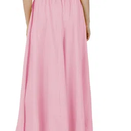 ar-fabtiko Women Flared Pink Viscose Rayon Trousers image 2