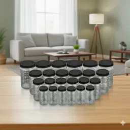 Plastic 24 Pieces Kitchen Jar Combo Modular Storage Containers Storage Basket-image-79