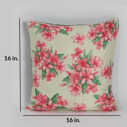 jeel Cream & Orange Floral Polyester 16 x 16 Inches Cushion Covers (Set of 2) image 3