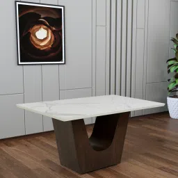 casacraft from pepperfry Imelda Marble Top 6 Seater Dining Table image 1