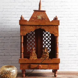 shilpi Brown Sheesham Wood Floor Rested Mandir Without Door image 1