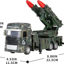 dikuji enterprise Missile Launcher Truck Military Vehicle Lights Sounds Pull Back Car metal image 2