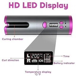 khodal USB Rechargeable Automatic Wireless Electric Hair Curler L/R Rotating Curler,Cordless Auto Curler 300F-390F Temperature Control Full Anti-scalding, Curls or Waves Anytime Electric Hair Curler image 3