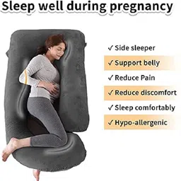 Multifunctional Pregnancy Pillow Microfibre, Polyester Fibre Solid Pregnancy Pillow Pack of 1-image-35