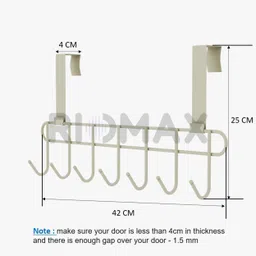riomax White Over The Door Hook Hanger Organizer / Wall Hook Rack for Hanging Clothes Door Hanger image 3