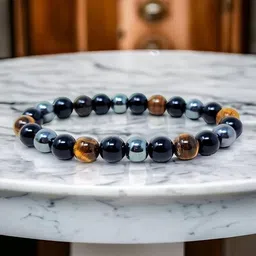 vibesle Crystal, Tiger's Eye, Black Obsidian Beads Charm Bracelet image 5