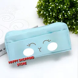 happy shopping store large holding capacity pouch for kids, school and college students, Portable Makeup Pouch, Case Cute Stationery Bag for Students Girls Adults Office Art Artificial Leather Pencil Box-picture-12
