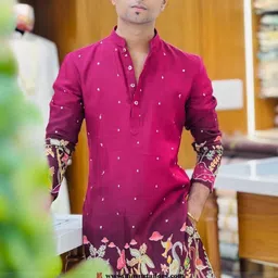 unique moments Men Printed Cotton Linen Straight Kurta-picture-19