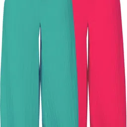 Pack of 2 Women Comfort Fit Multicolor Lycra Blend Trousers-image-81