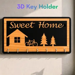 hs designing dreams Sweet Home Wooden Key Holder for Wall | 7 Hooks N29 Wood Key Holder-picture-16