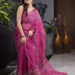 mirchi fashion Printed, Floral Print Kota Doria Polyester Saree-picture-35