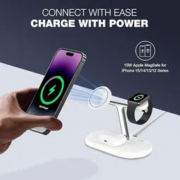 gvc 3-in-1 Wireless Charger 15W Fast Charging Dock, Magnetic Magsafe Combo image 2