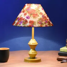 Multicolor Shade Table Lamp With Metal Base By Foziq image 1