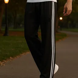 t-hustler Men Solid Black Track Pants image 2