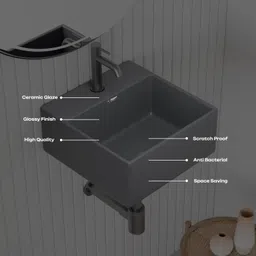 flipkart smartbuy 2 in 1 wall hung basin and tabel top basin Premium Quality xeno matt grey f Table Top Basin image 4