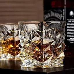 atmrik Transparent Diamond Glass Pack of 1 Glass Whisky Glass image 2