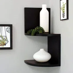 kraftstics Living Wooden Rack Shelf (Number of Shelves -2 Black) Wooden Wall Shelf-picture-19