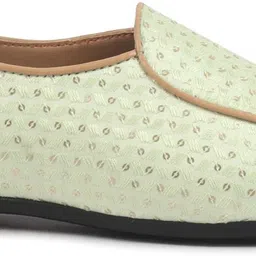 fausto Embroidery Sequin Ethnic Slip On Round Toe Juttis for Wedding|Sherwani Mojaris For Men image 5