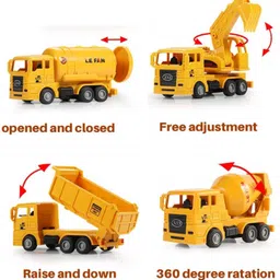 shopoflux Unbreakable Excavator, Mixture, Dumper & Tank Construction Engineering Toy Vehicle for Children (Pack of 4) image 3