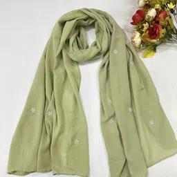 qalb luxuria Self Design Georgette Women Green Stole-picture-16