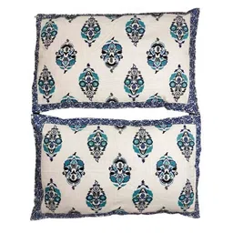 Blue Traditional 144 TC Cotton 1 Double King Size Bedsheet with 2 Pillow Covers by J.K.Enterprises image 2