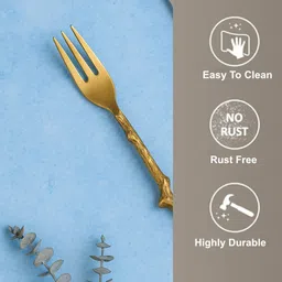 style my way Pure Brass Stylish Fork (Length 7.2 inch, 50 gm, Matte Finish, Gold Color) Brass Dinner Fork, Dessert Fork, Salad Fork image 4