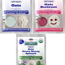 tummyfriendly foods USDA Certified Oats Porridge Mixes - Stage1, Stage2, Stage3 | Rich in Beta-Glucan, Protein & Fibre|3 Packs, 50g Each Cereal image 1