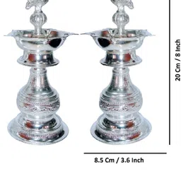 sigaram Peacock Made by Pure German Silver For Puja K4240 Silver Plated (Pack of 2) Table Diya Set image 5