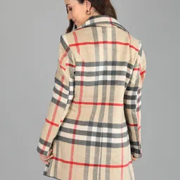 honnete 100 % Polyester Checkered Coat For Women image 2