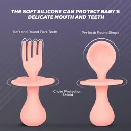baybee Silicone Baby Spoon Set for Baby Feeding Non Toxic BPA Free Feeding Spoon & Fork - BPA free silicone image 4