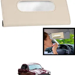 maties Universal Leatherite Rectangle Beige Tissue Box For Car/office/Home-20 Vehicle Tissue Dispenser-picture-19