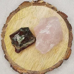divinity crystals Blood Stone and Rose Quartz Crystal Combo with Bark Coaster for Healing Regular Round Crystal Stone-picture-12