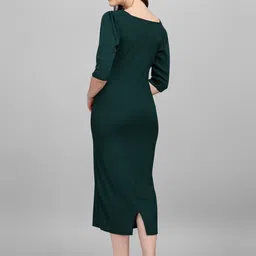 purvaja Women Bodycon Green Midi/Calf Length Dress image 2