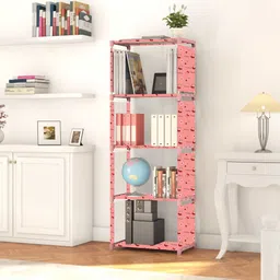 sbkx Carbon Steel Collapsible Bookshelf | Space Saving 5-Shelf Book Rack Almirah Home Metal Open Book Shelf-picture-20