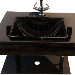 oath vision basin and sanitary wares Glass Wash Basin With Mirror Shelf & Steel Stand (17"x18" Inch). Oath Vision Basin_160 Small Wall Hung Basin image 2