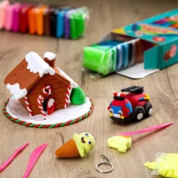 shopex DIY Colourful Ultra Light Modelling Bouncing Clay with Tools for Kids 6 Pcs image 4