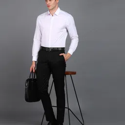 provogue Men Slim Fit Black Lycra Blend Trousers image 5