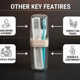 neermit Portable Travel Toothbrush Comb Set brown Toothbrush Case image 4