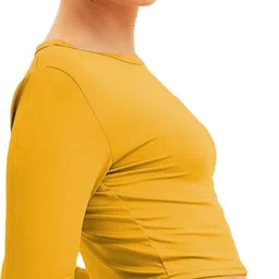 jovo Party Regular Sleeves Self Design Women Yellow Top image 3